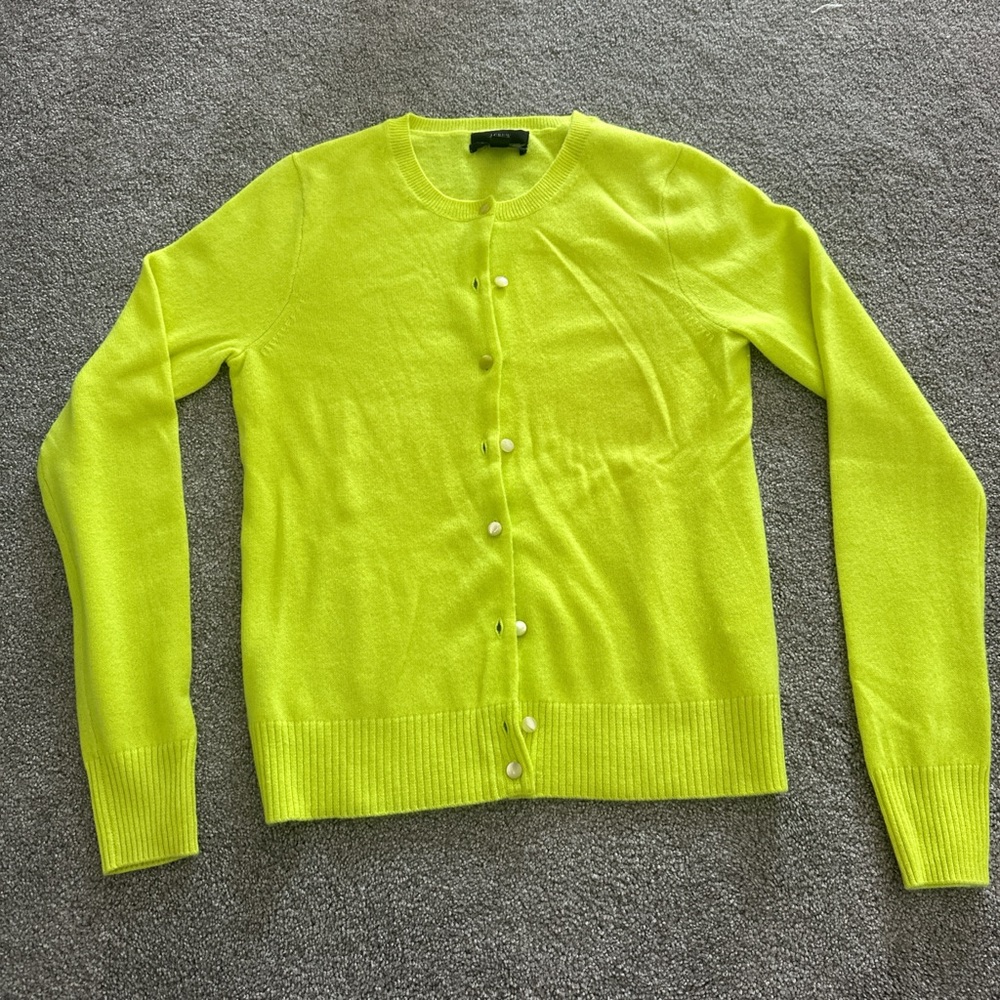 J. Crew Neon Yellow Cashmere Cardigan